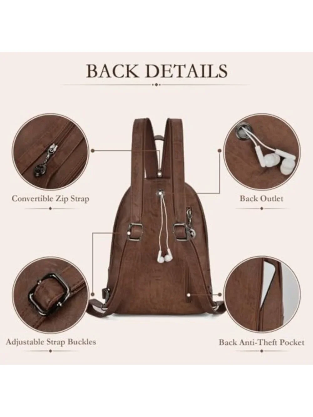 Stylish Black Convertible Sling Backpack Purse for Women - Versatile & Chic